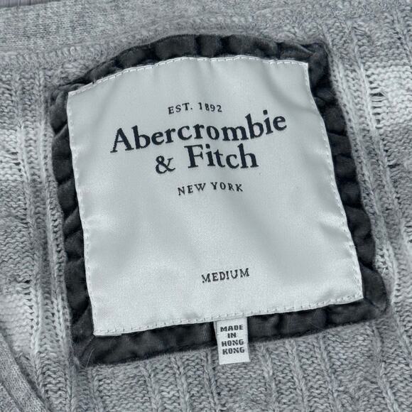 Y2k Abercombie and Finch Striped Cable Knit Sweater Gray White Bella Ellina - Picture 6 of 7